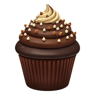 Chocolate dipped cupcake with hazelnut topping sticker