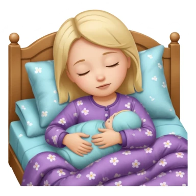 toddler girl sleeping in bed sticker