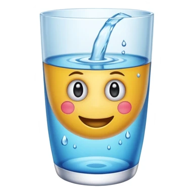 Copo de água – um copo transparente cheio de água cristalina, estilo emoji realista/cartoon. sticker