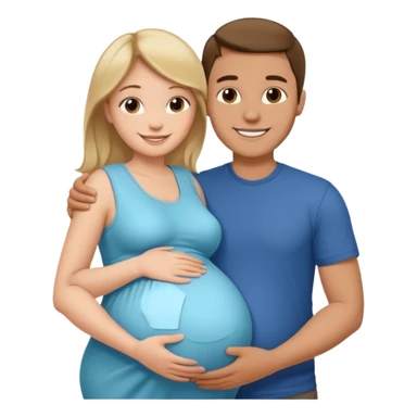 pregnant woman with her man next her with his arm around her sticker