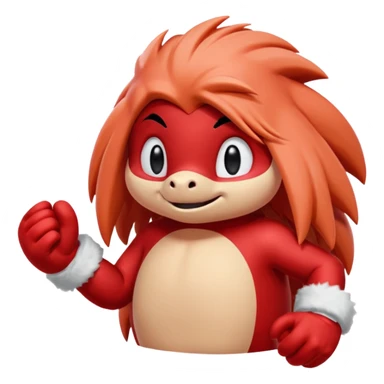 Sonic the hedgehogs friend knuckles a red animal with peach arms and white gloves he’s a echidna sticker