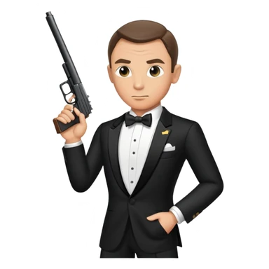 James Bond in tuxedo with gun, secret agent sticker