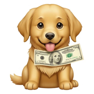Dog with money sticker