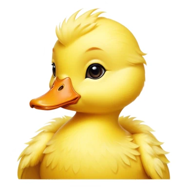 Cinematic Noble Yellow Baby Duck Portrait Emoji, Poised and regal, with a tiny, delicate build and a vibrant, well-groomed bright yellow downy coat, deep-set soulful bright eyes, Simplified yet sharp and sophisticated features, highly detailed, glowing with a soft, dignified glow, high shine, intelligent and charming, stylized with an air of youthful elegance, focused and attentive, soft glowing outline, capturing the essence of a watchful and confident little duckling, so majestic it feels as though it could peep out of the screen with effortless authority! sticker