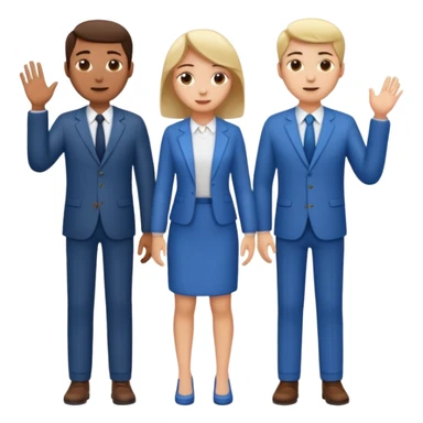 standing and saying goodbye 3 of coworkers to right side, full body view sticker