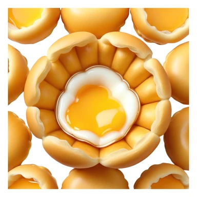 3D rendered Hong Kong egg puffs (鸡蛋仔) torn open showing fluffy interior, authentic bubble pattern, hyper-realistic texture contrast between crispy exterior and soft inside, glossy bubbles sticker