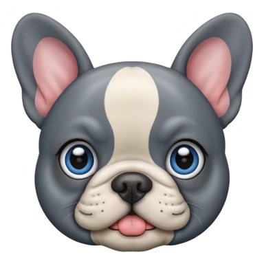 French bulldog that’s grey with blue greyish eyes doing a kissy face sticker