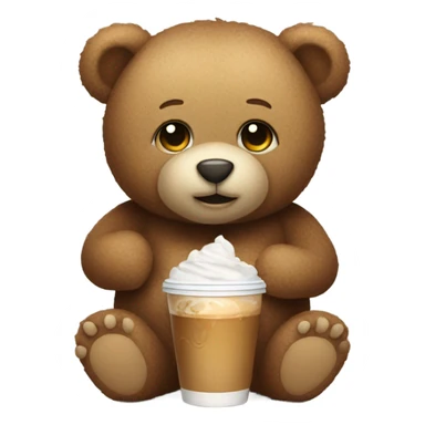 Teddy bear with iced coffee sticker