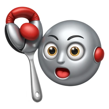 a spoon with eyes and boxe gloves sticker