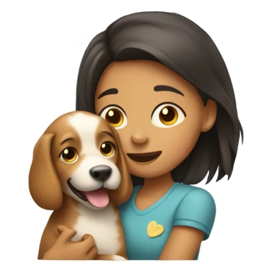 Please create a girl who hugs her pet doggie. The girl has a cute face and so does the doggie. sticker