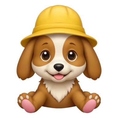 puppy dog with hat yellow sticker