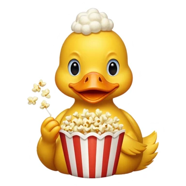 A duck eating popcorn sticker