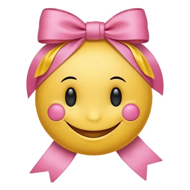 A smiley getting shy and a pookie ribben on his head sticker