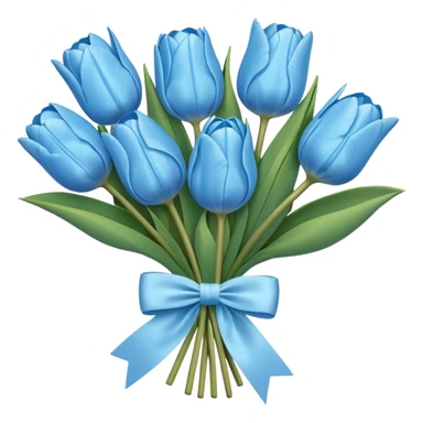 sky blue tulip bouquet with bow sticker