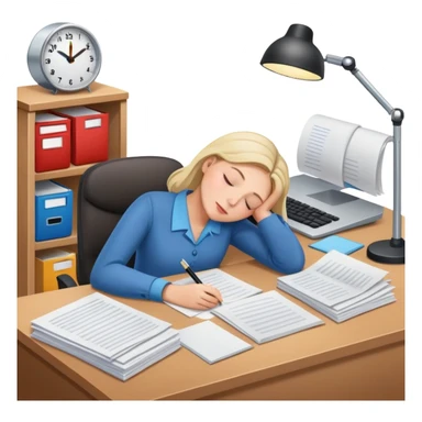 Elementary school teacher napping on desk with papers sticker