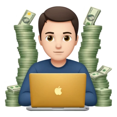 aktien experte er sitz am laptop und verdient durchs traden geld

geld sollte um ihn herum sein sticker