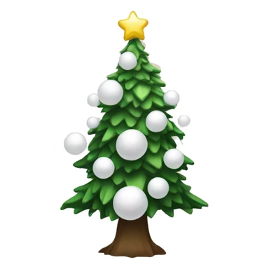 Christmas tree with snow, lights and white balls  sticker