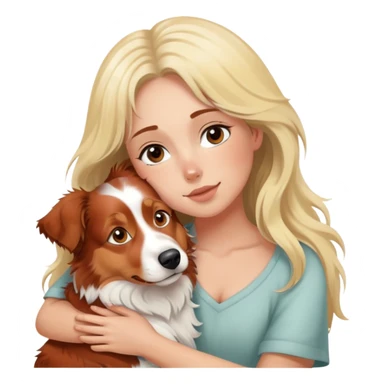 RED merle Australian shepherd dog cuddling blonde girl sticker