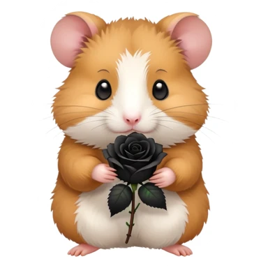 Hamster holding a black rose sticker