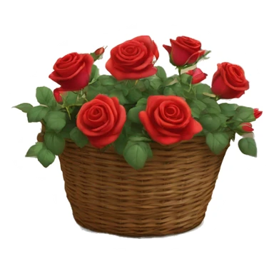 basket with courtyard and  red roses  sticker