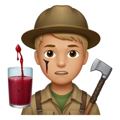 13 y/o Brian robeson at the beginning of Hatchet
determined, has hatchet, self-reliant, observant survivalist, berry juice on mouth, bug bites on face sticker