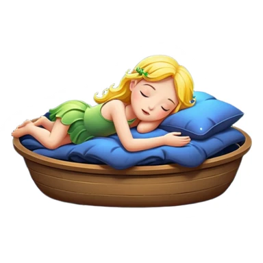 fairy character floating asleep with fireflies as night lights sticker