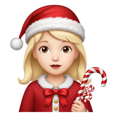 Little Girl with candy canes celebrating Christmas sticker