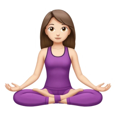 This same girl is sitting in a lotus position, with valley-length hair, wearing sportswear, with fair skin, brown eyes, and normal body proportions. sticker