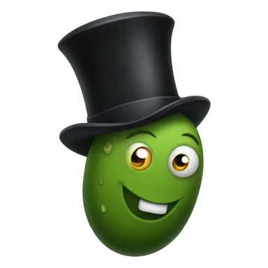 Pickle with a top hat sticker