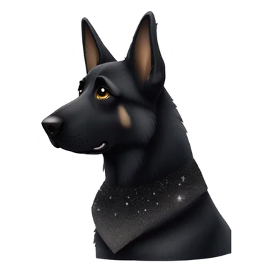 All black German shepherd with glitter sad face  sticker