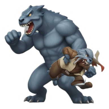 Fight of TRex and werwolf sticker
