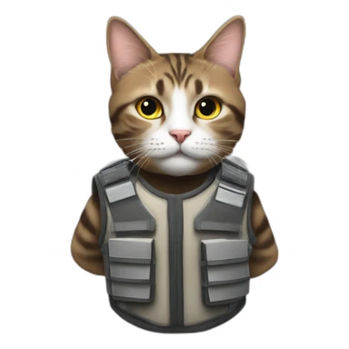 a cat in a bulletproof vest sticker