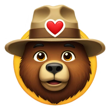 Smokey the bear with a heart sticker