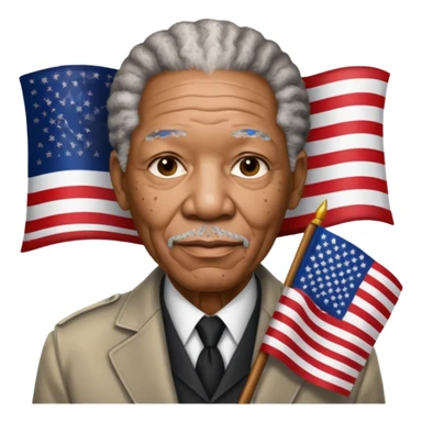 morgan freeman holding an american flag sticker