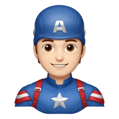 Make a man with brown eyes wearing a Captain America costume who is laughing sticker