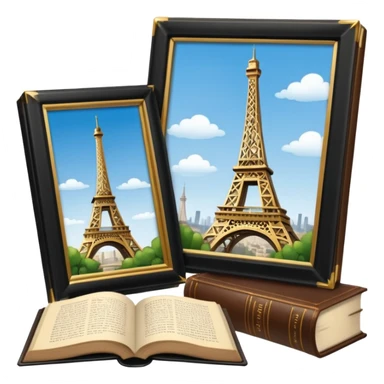 Eiffel Tower with a book next to it sticker