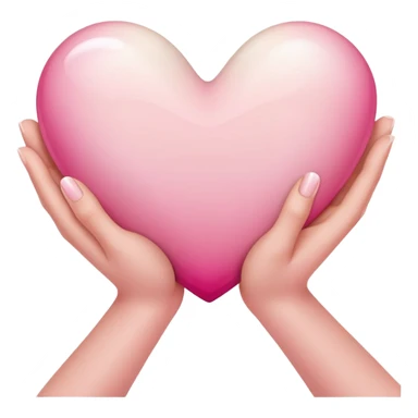 beige Hands holding a pink white gradient heart sticker