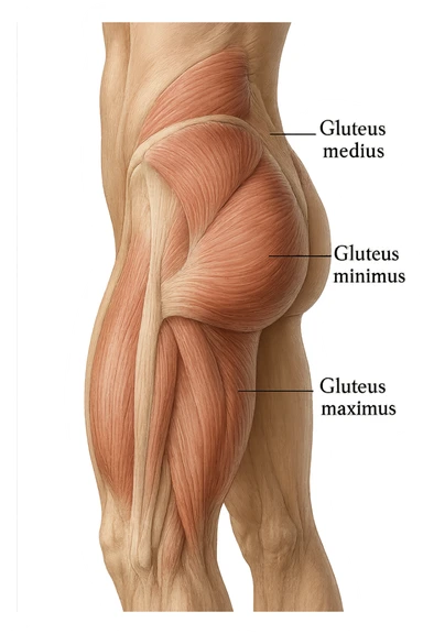 MUSCOLI DEL GLUTEO DI UN CORPO UMANO ANATOMICO REALISTICO, iperrealistico 4k sticker