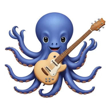 happy octopus with multiple arms playing guitar sticker
