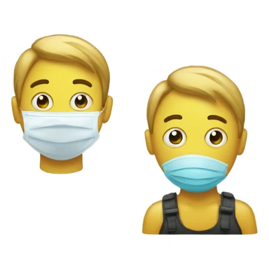 Sad face behind a happy face mask sticker