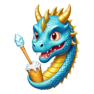 Un dragon pailleté brillant qui mange une glace sticker