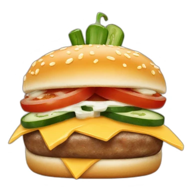 burger with  triple cheese and jalapegno sticker