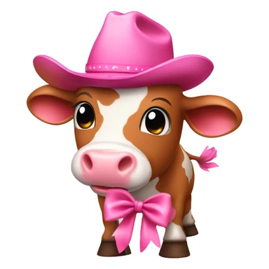 cute pink cow wearing pink bow and cowboy boots sticker