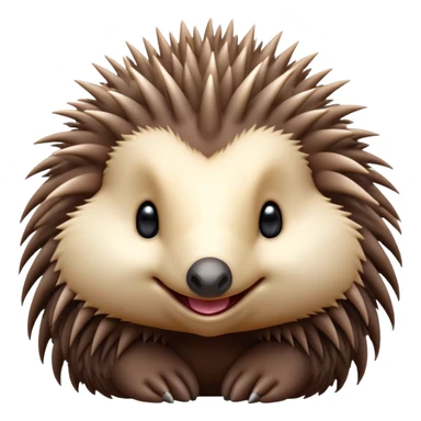 Cinematic Cute Echidna Portrait Emoji, Head tilted playfully and inquisitively, featuring a fuzzy, spiky fur with an adorably scrunched face and a cute, pointed snout, round, sparkling eyes filled with gentle curiosity, Simplified yet irresistibly adorable features, highly detailed, glowing with a warm, friendly glow, high shine, affectionate and quirky, stylized with a touch of natural whimsy, bright and endearing, soft glowing outline, capturing the essence of a mischievous yet loving echidna, so playful it feels like it could nuzzle out of the screen into your arms! sticker