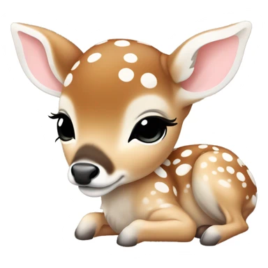 cute baby deer fawn brown and white spot fawn sleeping  sticker