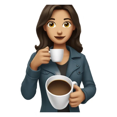 Brunette drinking coffee sticker