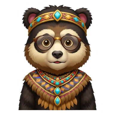 spectacled bear in Inca costume sticker