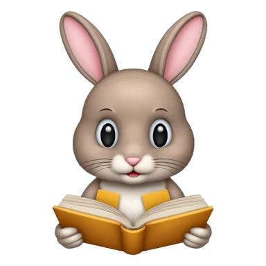 bunny reading book sticker