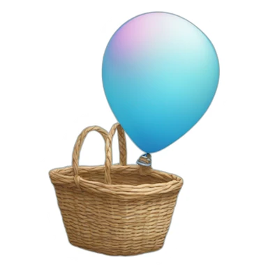 Ballon in nlue sky with a small basket sticker