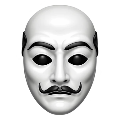 Money Heist, Dali mask (black-white), realistic sticker
